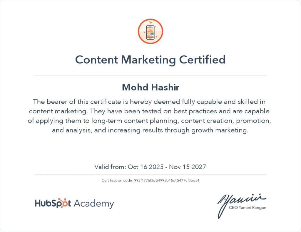 content marketing certification