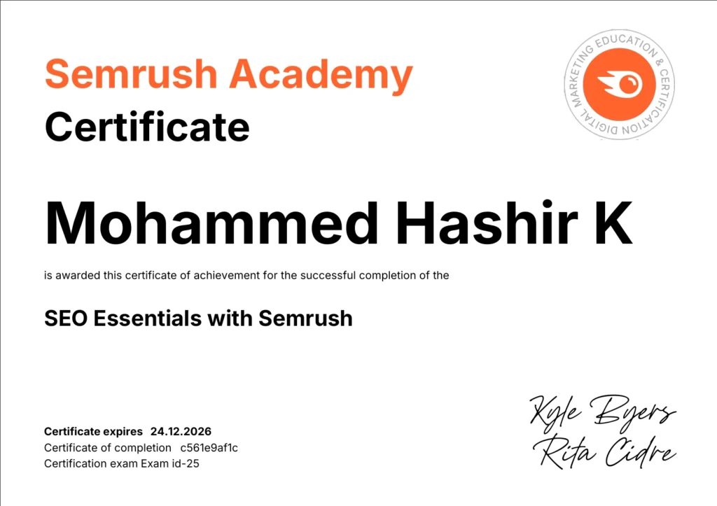 semrush certificate